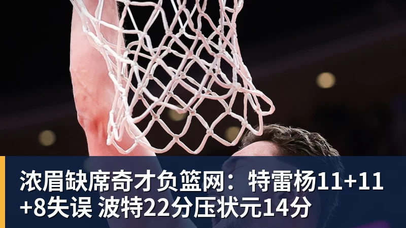 浓眉缺席奇才负篮网：特雷杨11+11+8失误 波特22分压状元14分